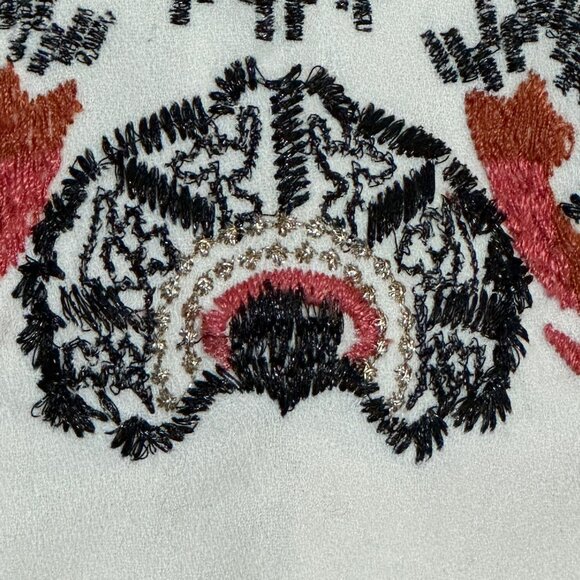 Free People Embroidered Holiday Folk Mini Dress in Ivory Combo - Size 4 - Picture 11 of 15